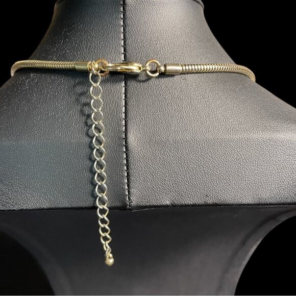 Gold Red Blue Statement Necklace Crystal Flower Bib Adjustable Glam Party Chic - Picture 3 of 6